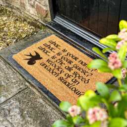 Holy Grail Doormat, Monty Python Fan Gift, None Shall Pass Entry Mat, Unladen Swallow Funny Quote Geeky Gift - thumbnail 1