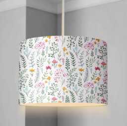 Lampshade - Woodland Flowers, Nursery Ceiling Or Table Lampshade, Childrens Room Round Floral Decor, Colourful Bedroom - thumbnail 1