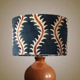 Luxury Linwood Velvet Helter Skelter Drum Lampshade in Blue & Orange