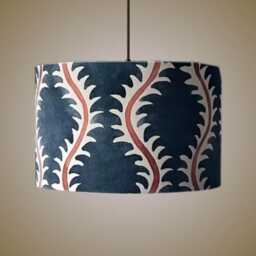 Luxury Linwood Velvet Helter Skelter Drum Lampshade in Blue & Orange - thumbnail 3