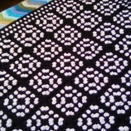 Black/White Handmade Crochet Granny Square Blanket, Throw, Afghan - thumbnail 4