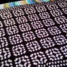 Black/White Handmade Crochet Granny Square Blanket, Throw, Afghan - thumbnail 3