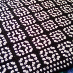 Black/White Handmade Crochet Granny Square Blanket, Throw, Afghan - thumbnail 2
