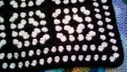 Black/White Handmade Crochet Granny Square Blanket, Throw, Afghan