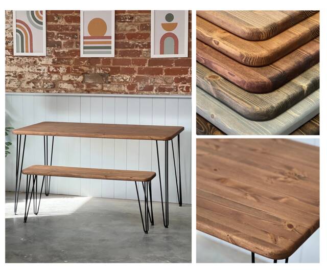 Kep // Scandinavian Dining Table & Bench With Hairpin Legs - image 1