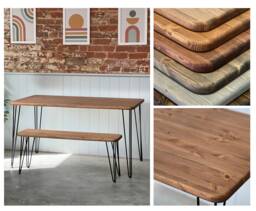 Kep // Scandinavian Dining Table & Bench With Hairpin Legs - thumbnail 1