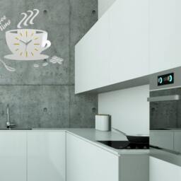 Clock To Kitchen Wall Clock Coffe Time Modern Gift Decoration Cup Yellow Decor Large Wall Decal Stickers - thumbnail 4