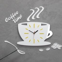 Clock To Kitchen Wall Clock Coffe Time Modern Gift Decoration Cup Yellow Decor Large Wall Decal Stickers - thumbnail 3