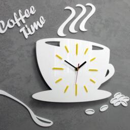 Clock To Kitchen Wall Clock Coffe Time Modern Gift Decoration Cup Yellow Decor Large Wall Decal Stickers - thumbnail 2