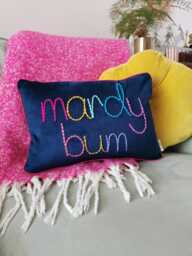 Mardy Bum Colourful Embroidered Velvet Cushion