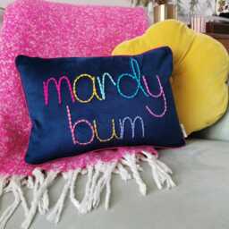 Mardy Bum Colourful Embroidered Velvet Cushion - thumbnail 2