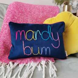Mardy Bum Colourful Embroidered Velvet Cushion - thumbnail 3