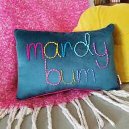 Mardy Bum Colourful Embroidered Velvet Cushion - thumbnail 4