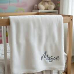 Personalised Babies Blanket - Embroidered With Your Name Large 46 X 28 cm Keepsake/Cherished Gift Baby Shower Or Christening - thumbnail 2