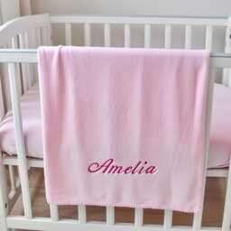 Personalised Babies Blanket - Embroidered With Your Name Large 46 X 28 cm Keepsake/Cherished Gift Baby Shower Or Christening - thumbnail 1