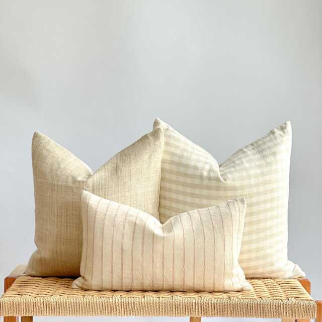 Neutral Boho Pillow Cover Set Linen Textured Decorative Pillows - image 1