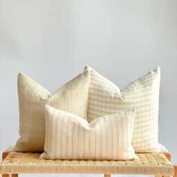 Neutral Boho Pillow Cover Set Linen Textured Decorative Pillows - thumbnail 1