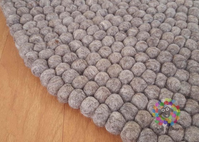 Handmade Wool Felt Ball Rug Light Natural Earth Tone - image 1