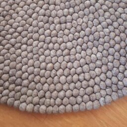 Handmade Wool Felt Ball Rug Light Natural Earth Tone - thumbnail 2