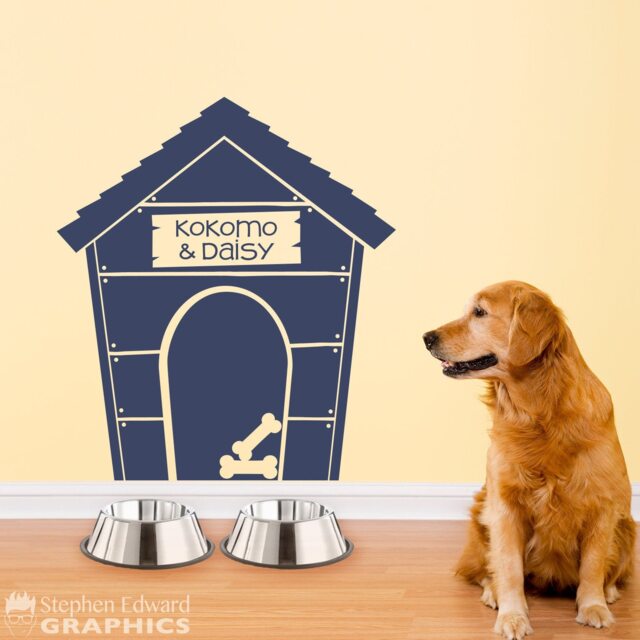 Doghouse Decal With Two Names - Dog House Wall Sticker Pet Gift - image 1