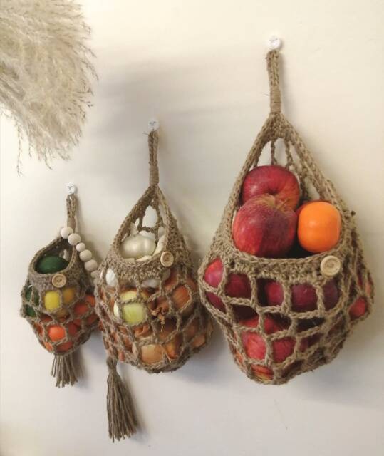 Handmade Jute Wall Hanging Natura Basket Set Bohemian Home Rustic Decor - image 1