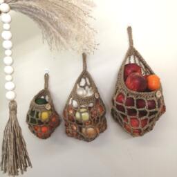 Handmade Jute Wall Hanging Natura Basket Set Bohemian Home Rustic Decor - thumbnail 3