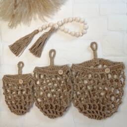 Handmade Jute Wall Hanging Natura Basket Set Bohemian Home Rustic Decor - thumbnail 2