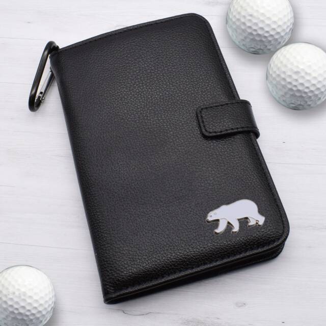 Polar Bear Design - Personalised Leatherette Golf Organiser Complete With Divot Repairer, Marker, Tees, Scorecard & Pencils - image 1