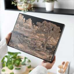 Joshua Tree Desert Wall Art - National Park Wood Lithograph Illustration, California Landscape Southwestern Home Decor Gift - thumbnail 1
