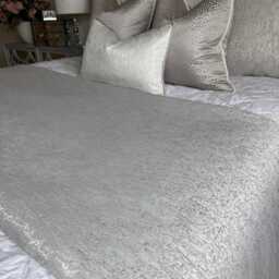 Textured Silver Quilted Bed Runner Rion Dove Luxury King Scarf - thumbnail 4