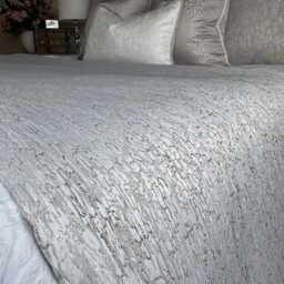 Textured Silver Quilted Bed Runner Rion Dove Luxury King Scarf - thumbnail 3