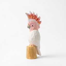 Hand-Carved Wooden Galah Cockatoo Figurine, Whimsical Pink Parrot Statue, Tropical Bird Lover Gift, Unique Nursery Decor - thumbnail 2