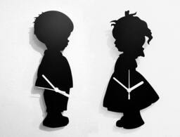 Boy & Girl Love Set Of Vintage Silhouette - Wall Clock