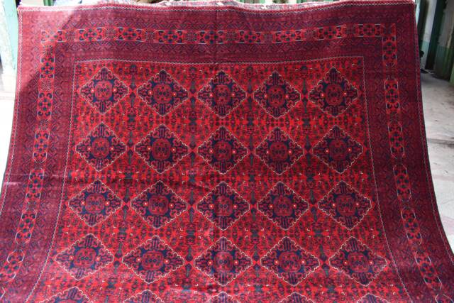 Afghan Bukhara Rug, Custom Size, High Quality Handmade Large Red Area Tribal Turkmen Living Room Rug - image 1