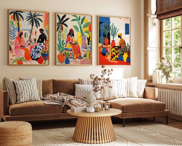 Set Of 3 Dakar Travel Posters, Senegal Prints, African Art, Floral Wall Black Art Poster, Decor, Gift - image 1