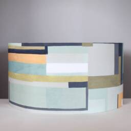 Green Abstract Geometric Fabric Lampshade, Gold Silver Or White Lining Option, 20cm To 40cm ?? Ceiling Lamp Base, Handmade By Vivid Shades - thumbnail 2