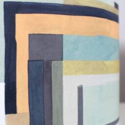 Green Abstract Geometric Fabric Lampshade, Gold Silver Or White Lining Option, 20cm To 40cm ?? Ceiling Lamp Base, Handmade By Vivid Shades - thumbnail 3