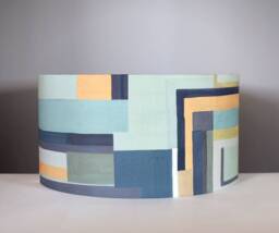 Green Abstract Geometric Fabric Lampshade, Gold Silver Or White Lining Option, 20cm To 40cm ?? Ceiling Lamp Base, Handmade By Vivid Shades - thumbnail 1