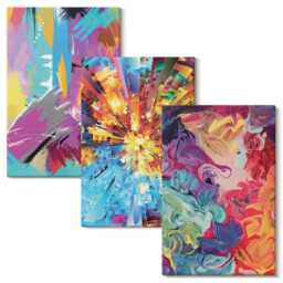 Canvas Wall Art Set Of 3 - Colorful Paint Abstractions With Dynamic Patterns, Multicolored Large, Abstract Hanging Piece - thumbnail 1
