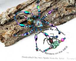 Mermaid Tail Christmas Spider Ornament Mood Bead & Seashells, German Tinsel Legend