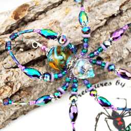 Mermaid Tail Christmas Spider Ornament Mood Bead & Seashells, German Tinsel Legend - thumbnail 2