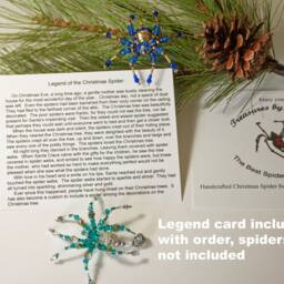 Mermaid Tail Christmas Spider Ornament Mood Bead & Seashells, German Tinsel Legend - thumbnail 4