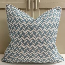 Fermoie Chiltern Luxury Designer Decorative Neutral Blue Linen Cushion Pillow Throw Cover - thumbnail 3