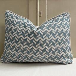 Fermoie Chiltern Luxury Designer Decorative Neutral Blue Linen Cushion Pillow Throw Cover - thumbnail 2