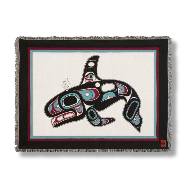 Killer Whale Formline Throw Blanket/Designed By Tlingit Master Artist Israel Shotridge Northwest Native American Blankets - image 1