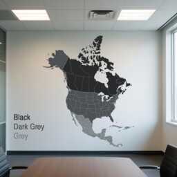 North America Map Wall Decal - Vinyl Sticker Modern Art Usa Canada Mexico Office Decor Travel D141 - thumbnail 1