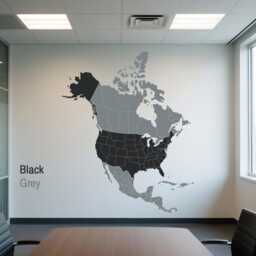 North America Map Wall Decal - Vinyl Sticker Modern Art Usa Canada Mexico Office Decor Travel D141 - thumbnail 3