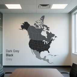 North America Map Wall Decal - Vinyl Sticker Modern Art Usa Canada Mexico Office Decor Travel D141 - thumbnail 2