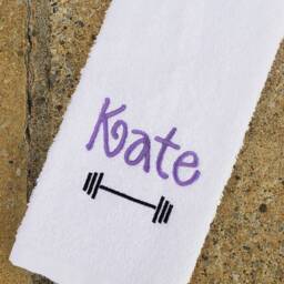 Personalized Barbell Gym Towel Monogrammed Sports Gift - 16x26