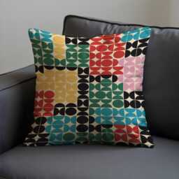 Retro Geometric Cushion Cover, Color Block Modern Mid-Century Pillow Colourful Living Room & Bedroom Throw Case - thumbnail 3